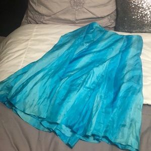 Ralph Lauren Bright Blue A Line Silk Skirt Sz 2P